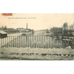 77 BRAY-SUR-SEINE. Le Pont et la Seine sous la Neige