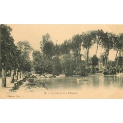 95 ENGHIEN. Un coin du Lac avec rameur vers 1900...