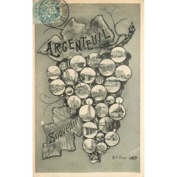 95 ARGENTEUIL. Multi-vues sur feuille de vigne 1905