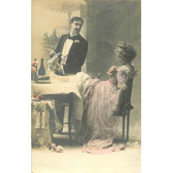 Série de 8 Cpa " Couple et champagne 1917 " édition Fauvette