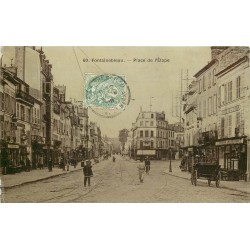 77 FONTAINEBLEAU. Place de l'Etape avec Café de l'Union 1906