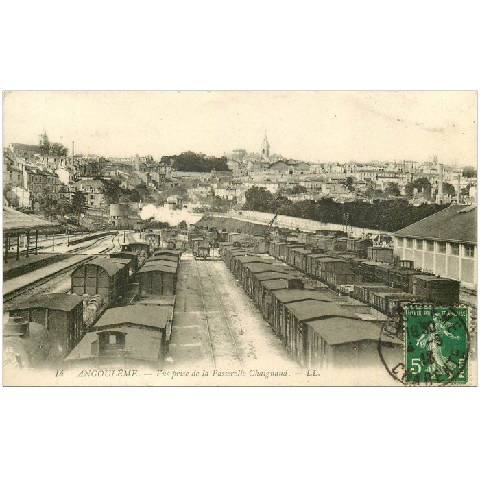 Tirage Albuminé Vintage : Vue Générale De La Gare D'Angoulême, France - Circa 1885 - Format 13x20 Cm