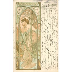 MUCHA Illustrateur " Rêverie du Soir " publicité pour la Belle Jardinière 1905