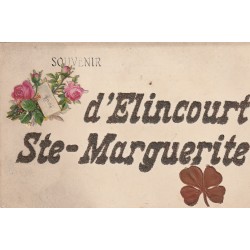 2 x Cpa 60 ELINCOURT-SAINTE-MARGUERITE. Souvenir écriture paillettes ajout et Prieuré