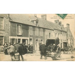 14 TREVIERES. Marché au beurre avec attelage devant Restaurant Hellouin 1907