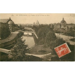 2 x Cpa 67 STRASBOURG. Théâtre, Université et Palais du Rhin 1922