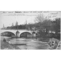 carte postale ancienne 16 ANGOULEME. Le Pont Saint-Cybard 1918. Carte vert amande