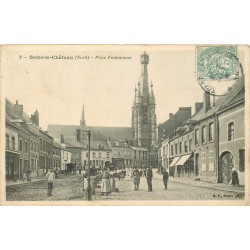 59 SOLRE-LE-CHÂTEAU. Place Fermauwez bien animée 1906