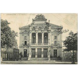 carte postale ancienne 16 ANGOULEME. Le Théâtre et Café. Timbre manquant...