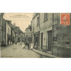 37 SAINTE-MAURE. La Poste et le Tailleur sur le Carrefour rue Auguste-Chevallier 1911