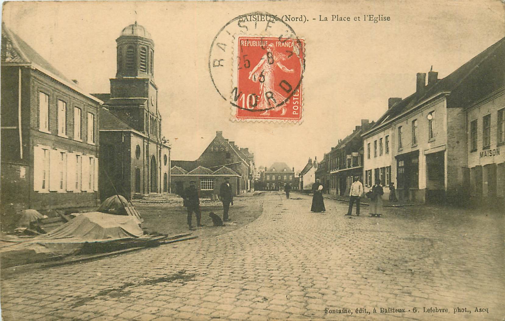 59 BAISIEUX. Eglise sur la Place 1913