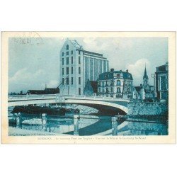 carte postale ancienne 02 SOISSONS. Pont des Anglais. Silo et Faubourg Saint-Waast vers 1933