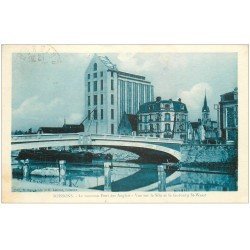 carte postale ancienne 02 SOISSONS. Pont des Anglais. Silo et Faubourg Saint-Waast vers 1933