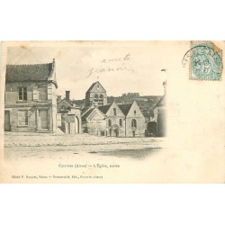 02 COEUVRES. Eglise et maison de vins Pasquier vers 1903