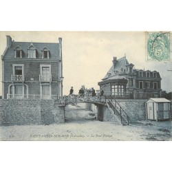 14 SAINT-AUBIN-SUR-MER. Le Pont Pasteur animation vers 1905