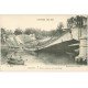 carte postale ancienne 02 SOISSONS. Pont Neuf démoli avec le Génie dans barque