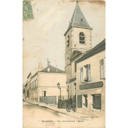 93 BAGNOLET. La Blanchisseuse et l'Eglise St-Gilles St-Leu rue Sadi Carnot 1906