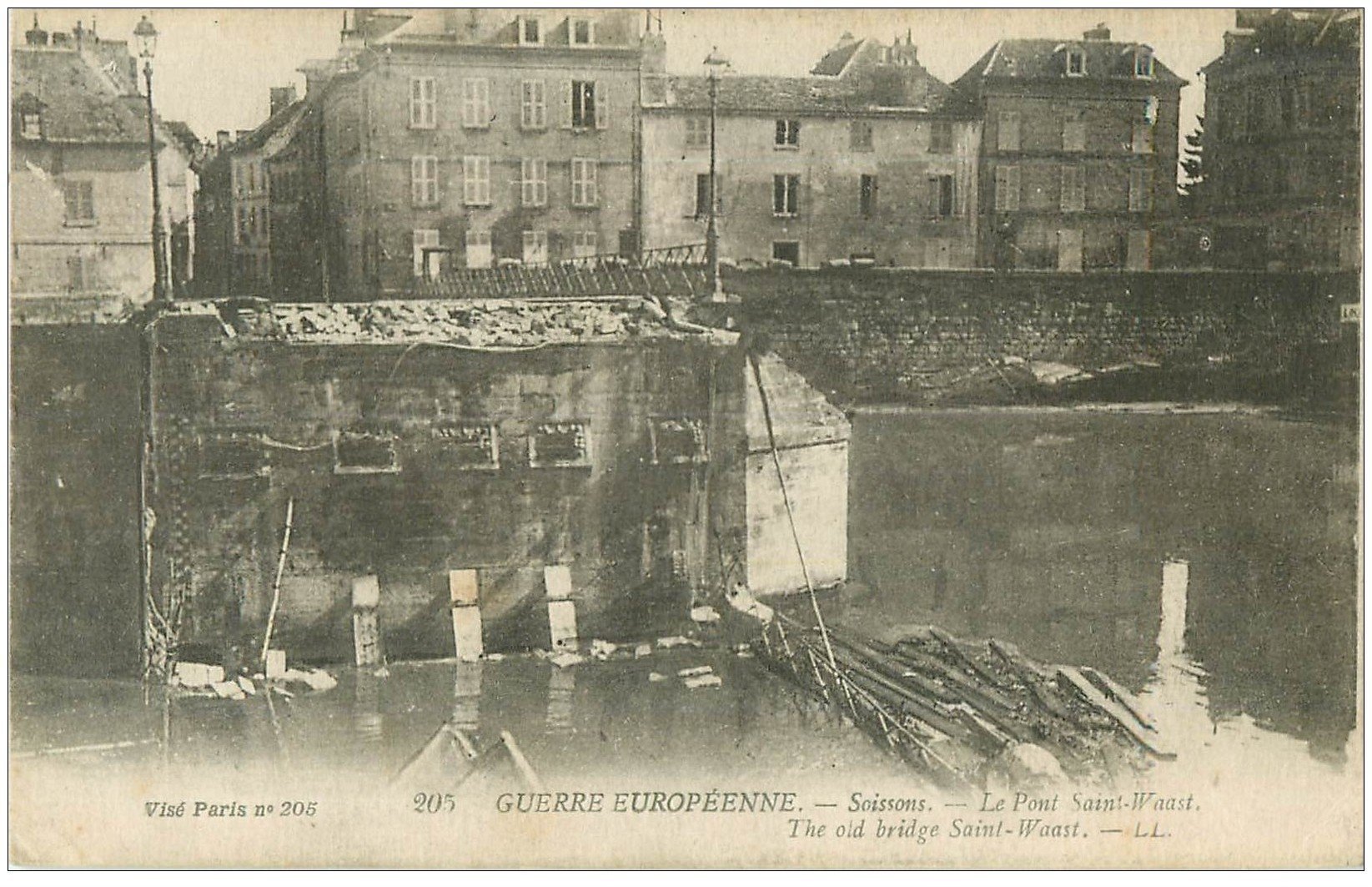 carte postale ancienne 02 SOISSONS. Pont Saint-Waast 1917