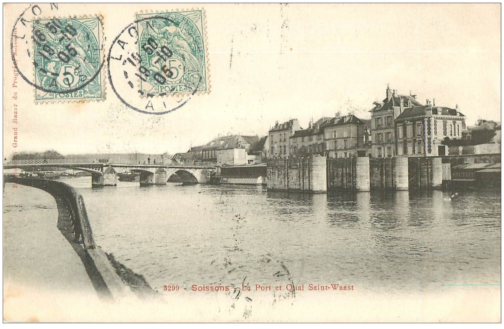 carte postale ancienne 02 SOISSONS. Port et Quai Saint-Waast 1905