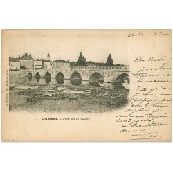 carte postale ancienne 16 CHABANAIS. Pont sur la Vienne 1902