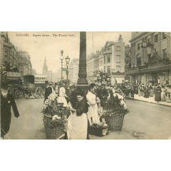 LONDON LONDRES. The Flower Girls sur Regent Street 1911