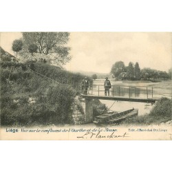 LIEGE Luik. Pont du Confluent de l'Ourthe et de la Meuse près du Café de Fetinne 1902