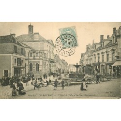 28 NOGENT-LE-ROTROU. Hôtel de Ville rue Charronnerie 1906 Grand Café de la Comédie