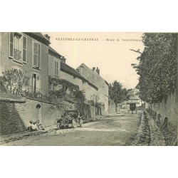 78 NEAUPHLE-LE-CHATEAU. Route de Saint-Germain avec voiture ancienne et gamins 1919