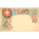 SUISSE Helvetia. Carte représentation de timbres vers 1900
