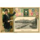 SUISSE. Pont du Montblanc à Genève. Carte gaufrée avec Facteur timbres 1909