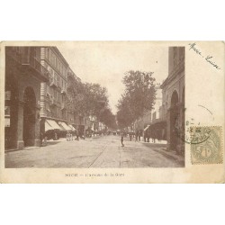 06 NICE. Avenue de la Gare timbre 1 centime vers 1900...