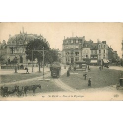 72 LE MANS. Place de la République Café du Nord, la Poste et Coiffeur