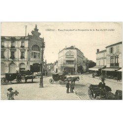 carte postale ancienne 16 COGNAC. Nouvelles Galeries Place François Ier et rue du XIV Juillet. Restaurant du Coq d'Or