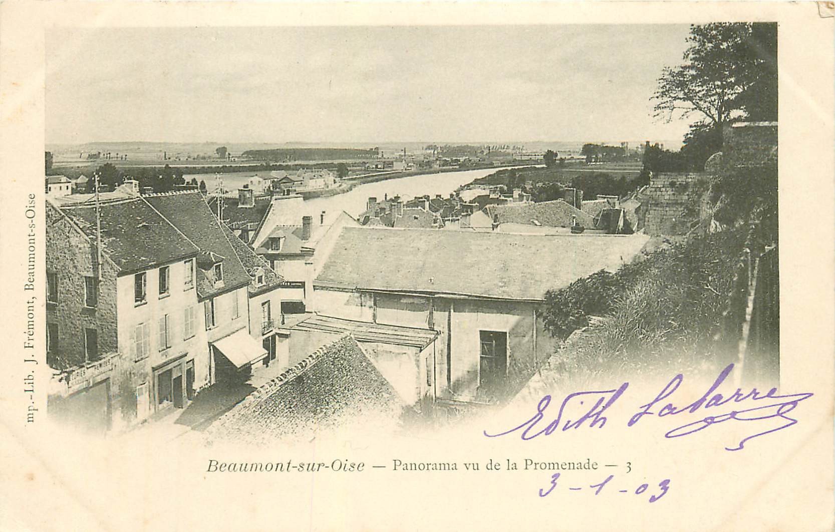 95 BEAUMONT-SUR-OISE. Panorama vu de la Promenade 1903