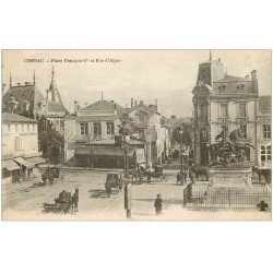 carte postale ancienne 16 COGNAC. Place François Ier et Rue d'Alger 1919