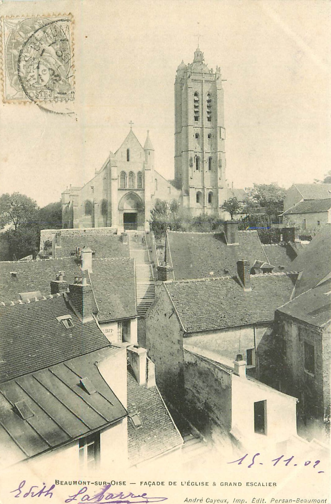95 BEAUMONT-SUR-OISE. Eglise et Grand Escalier 1902