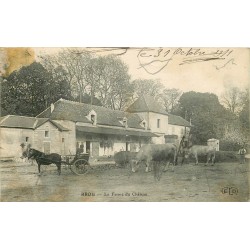 28 BROU. Attelage et vaches à la Ferme du Château 1911