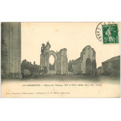 carte postale ancienne 16 LA COURONNE. Ruines de l'Abbaye 1915