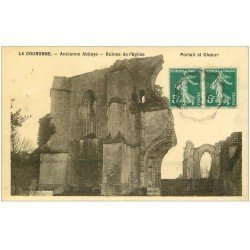 carte postale ancienne 16 LA COURONNE. Ruines Portail et Choeur de l'Eglise. Carte émaillographie 1911