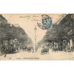 75009 PARIS. Hippomobiles à Impérial sur le Boulevard des Italiens 1904