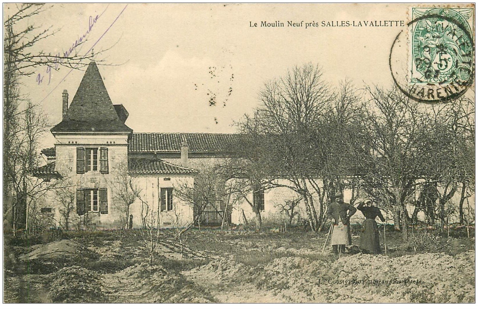 16 Le Moulin Neuf avec Jardiniers près Salles-Lavallette 1907