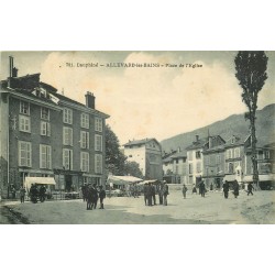 38 ALLEVARD. Place de l'Eglise 1923 Pharmacie Grasset, Cafés et Marché