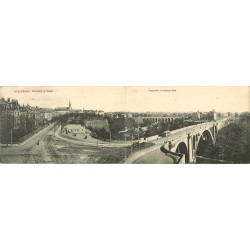LUXEMBOURG. Boulevard du Viaduc et Passerelle nouveau Pont 1912. Carte panoramique 28 x 8.5 cm