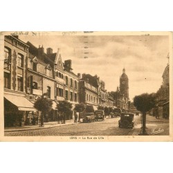 62 LENS. La rue de Lille voitures anciennes devant Journal Grand Echo 1950