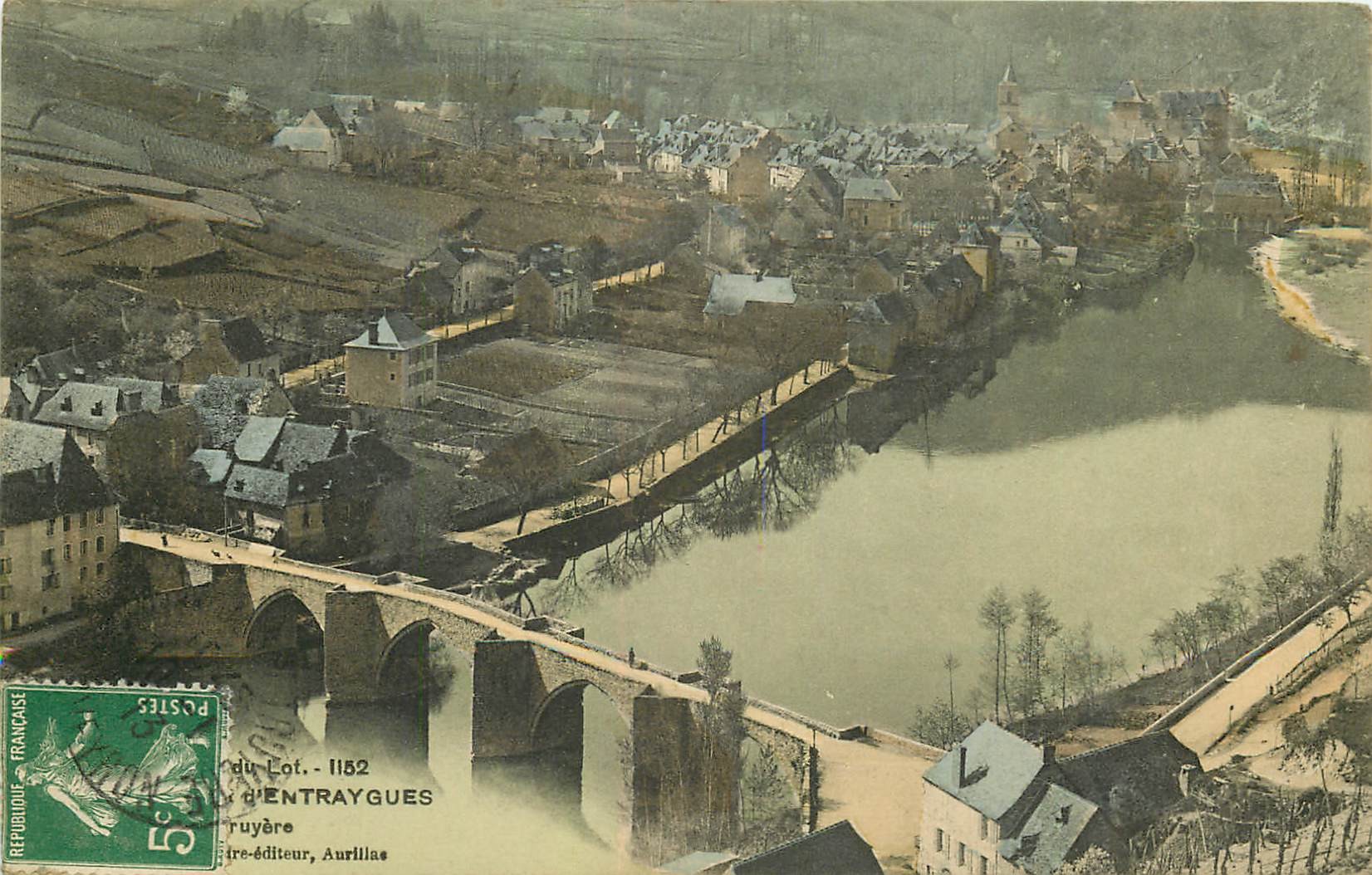 12 ENTRAYGUES. Le Vieux Pont sur la Truyère 1913