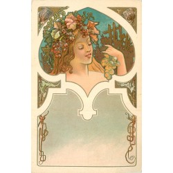 Editeur KÜNZLI Frères. Femme au raisin style Mucha