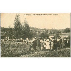 carte postale ancienne 16 PUYPEROUX. Défilé de Procession. Pélerinage à Saint-Gilles 1911