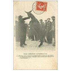 carte postale ancienne 16 RONSENAC. Au Marché aux Anes 1911 Types Chérentais. Collection Belluteau