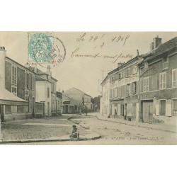 93 STAINS 2 x Cpa Epicerie rue Carnot et Ecoles avenue Hainguerlot 1905-04