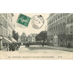 2 x cpa 78 VERSAILLES. Eglise Notre-Dame rue Hoche et la Gare avec Hôtel de Ville 1907